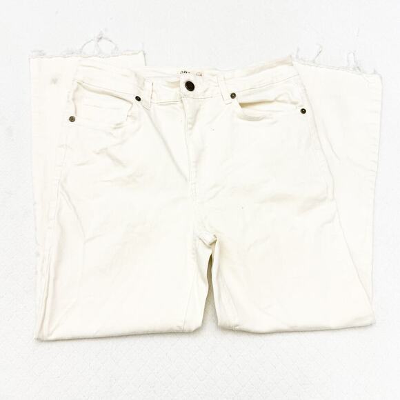 OAT NY White Cream Straight Leg Raw Hem Deniz Zip Fly Jeans Size 10 / 30 - Picture 4 of 7